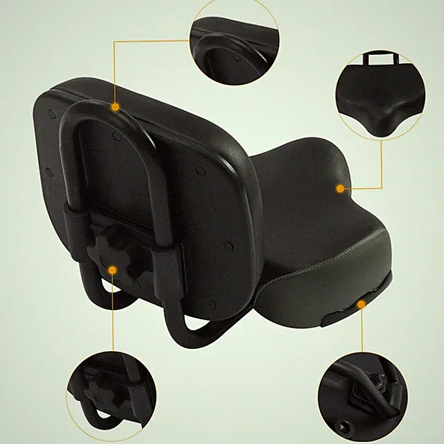 9.5*11.5in Bicycle Tricycle Saddle Seat Trike Saddle Bike Seat w/Backrest Black