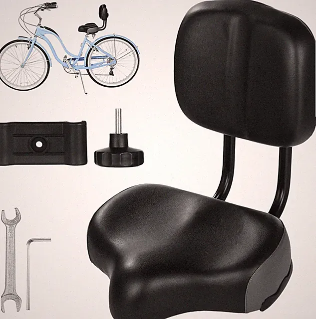 Bike Seat with Backrest - Oversized Bicycle Saddle with Back Support, Wide Bike