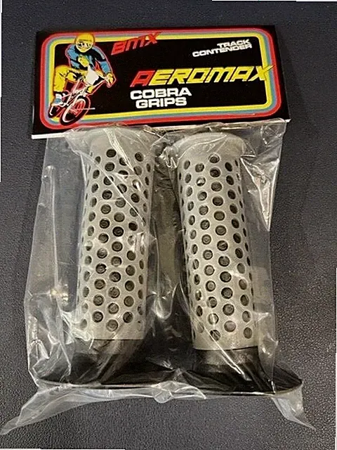 COBRA BMX BIKE GRIPS BLACK GREY VINTAGE OAKLEY DECAL DB GRAY DIAMOND BACK F1