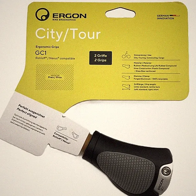 Ergon GC1 Ergo Rohloff/Nexus Back Swept Lock-On Bicycle Grips - Black & Gray