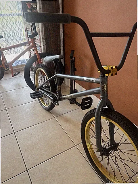 Fitbikeco. PRK THREE 20in BMX Bike Gray/Gold/Black Full Chromo