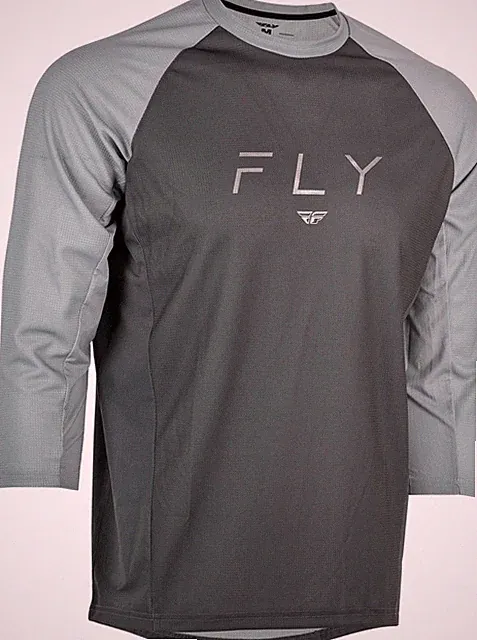 Fly Racing Ripa 3/4 Sleeve Bicycle Jersey Grey/Light Grey BMX MTB Street XXL