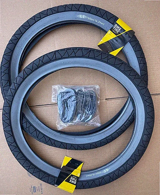 GT Pool BMX Bike Tires + Tubes 20 x 2.3" Black/Grey 60 psi PAIR
