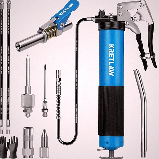 Heavy Duty 7000 PSI Professional Pistol Grip Grease Gun Kit High Pressure