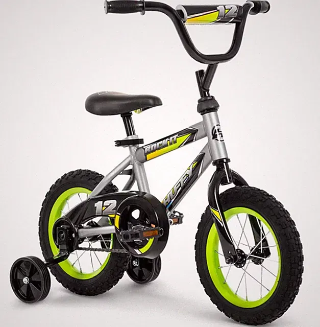 Huffy 12" Rock It Kids' Bike, Fits Riders 37" - 42", Gray/Green, Youth, Boys