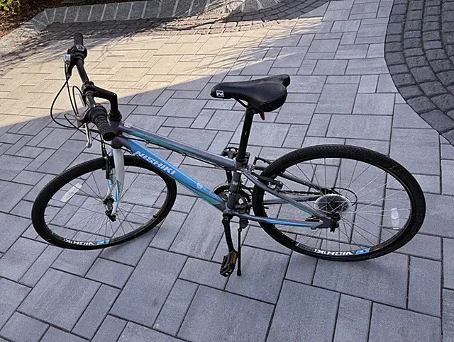 Nishiki Manitoba Hybrid Bike 700C M Gray/Blue/Green Riser Bar Mech Rim
