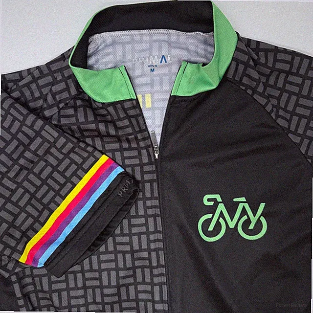 Primal Wear Mens Medium Bike New York Cycling Jersey Black Gray Green Full Zip