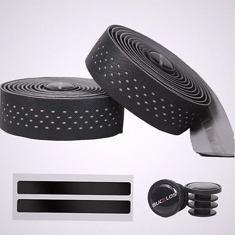 Road Bike Handlebar Tape PU EVA Shockproof Bicycle Bar Wrap with Plugs 2PCS Set