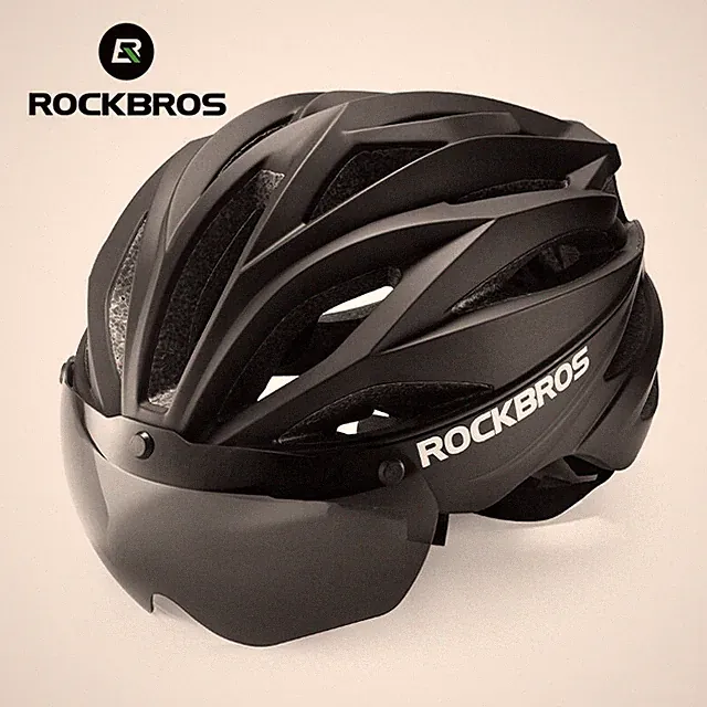 ROCKBROS Bike Helmet Fit 58-62cm w/Detachable Magnetic Goggles & Adjustable Side