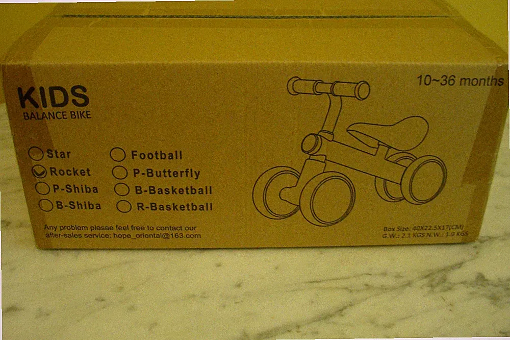 ROCKET Kids Balance Bike, Foshan Intelligent Tech. Gray Ages 10-36 Months NIB