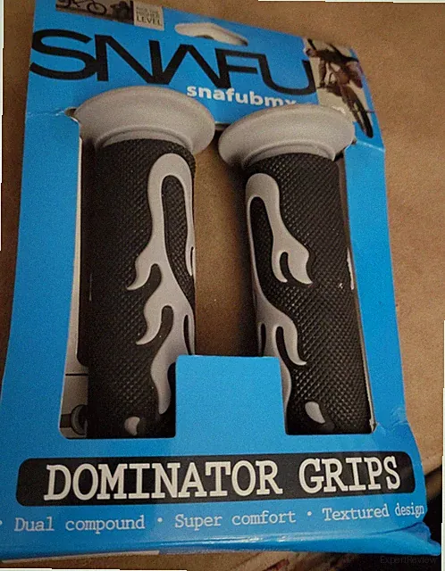 SNAFU Dominator Bicycle Grips Black/Gray BMX Flame Emblem Textured