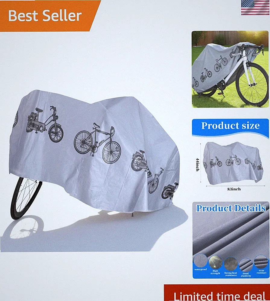 Waterproof Grey Bicycle Cover - All-Weather Protection for E-Bikes